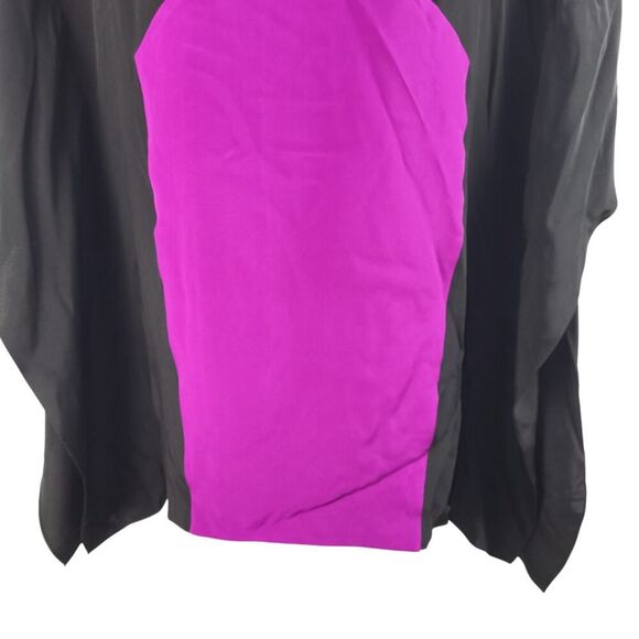 NEW Jay Godfrey Size 8 Silk Poncho-style Tunic Top / Dress Black & Purple Panel - Picture 6 of 7
